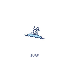 surf concept 2 colored icon. simple line element illustration. outline blue surf symbol. can be used for web and mobile ui/ux.
