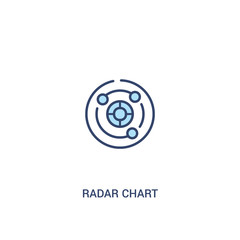 Fototapeta premium radar chart concept 2 colored icon. simple line element illustration. outline blue radar chart symbol. can be used for web and mobile ui/ux.