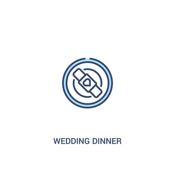 wedding dinner concept 2 colored icon. simple line element illustration. outline blue wedding dinner symbol. can be used for web and mobile ui/ux.