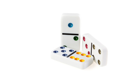 Domino isolated on white background photo for your leisure projects or board games publications. Closeup.