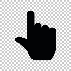 Click hand sign. Black icon on transparent background. Illustration.