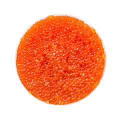 top view of container with salted red salmon roe