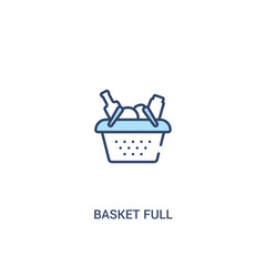 basket full concept 2 colored icon. simple line element illustration. outline blue basket full symbol. can be used for web and mobile ui/ux.