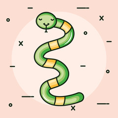 cute little snake kawaii character