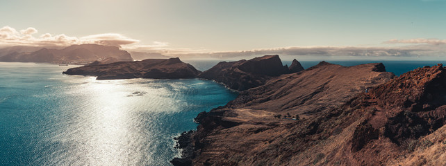 Panorama view on island in the atlantic sea, Ponta de sao laurence, Madeira, Portugal - obrazy, fototapety, plakaty