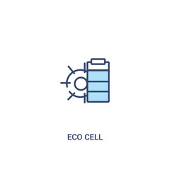 eco cell concept 2 colored icon. simple line element illustration. outline blue eco cell symbol. can be used for web and mobile ui/ux.