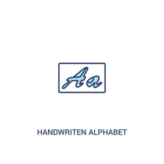handwriten alphabet concept 2 colored icon. simple line element illustration. outline blue handwriten alphabet symbol. can be used for web and mobile ui/ux.