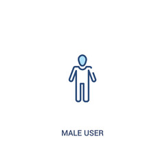 male user concept 2 colored icon. simple line element illustration. outline blue male user symbol. can be used for web and mobile ui/ux.
