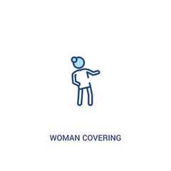 woman covering concept 2 colored icon. simple line element illustration. outline blue woman covering symbol. can be used for web and mobile ui/ux.