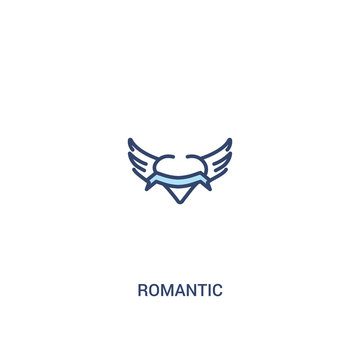 romantic concept 2 colored icon. simple line element illustration. outline blue romantic symbol. can be used for web and mobile ui/ux.