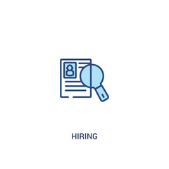 hiring concept 2 colored icon. simple line element illustration. outline blue hiring symbol. can be used for web and mobile ui/ux.