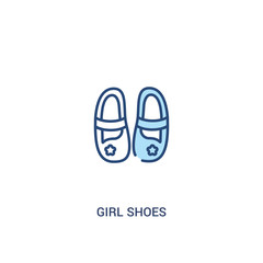 girl shoes concept 2 colored icon. simple line element illustration. outline blue girl shoes symbol. can be used for web and mobile ui/ux.