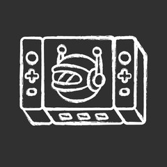 Game bot chalk icon. Artificial intelligence software algorithms. Online role-playing game. Virtual reality. Non-player character. NPC. Video games. Isolated vector chalkboard illustration