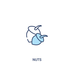 nuts concept 2 colored icon. simple line element illustration. outline blue nuts symbol. can be used for web and mobile ui/ux.
