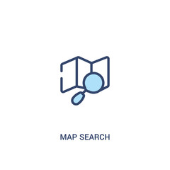 map search concept 2 colored icon. simple line element illustration. outline blue map search symbol. can be used for web and mobile ui/ux.
