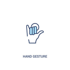 hand gesture concept 2 colored icon. simple line element illustration. outline blue hand gesture symbol. can be used for web and mobile ui/ux.