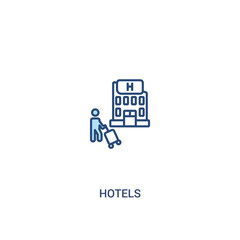 hotels concept 2 colored icon. simple line element illustration. outline blue hotels symbol. can be used for web and mobile ui/ux.