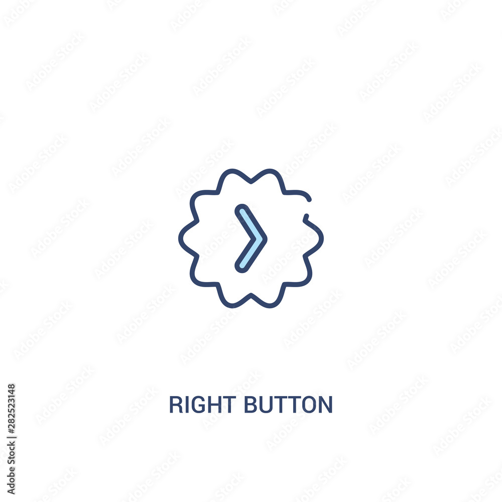 Poster right button concept 2 colored icon. simple line element illustration. outline blue right button sym