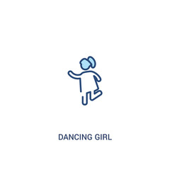 dancing girl concept 2 colored icon. simple line element illustration. outline blue dancing girl symbol. can be used for web and mobile ui/ux.