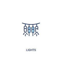 lights concept 2 colored icon. simple line element illustration. outline blue lights symbol. can be used for web and mobile ui/ux.