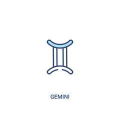gemini concept 2 colored icon. simple line element illustration. outline blue gemini symbol. can be used for web and mobile ui/ux.