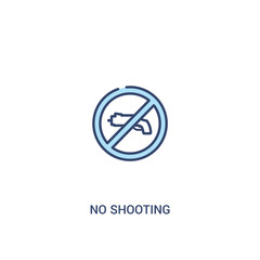 no shooting concept 2 colored icon. simple line element illustration. outline blue no shooting symbol. can be used for web and mobile ui/ux.
