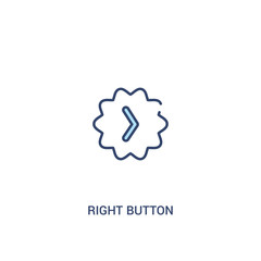 right button concept 2 colored icon. simple line element illustration. outline blue right button symbol. can be used for web and mobile ui/ux.