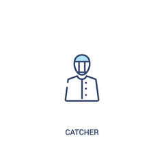 catcher concept 2 colored icon. simple line element illustration. outline blue catcher symbol. can be used for web and mobile ui/ux.