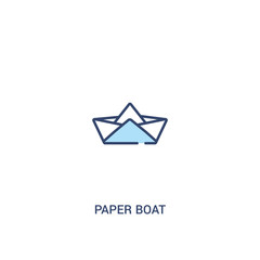 Fototapeta premium paper boat concept 2 colored icon. simple line element illustration. outline blue paper boat symbol. can be used for web and mobile ui/ux.