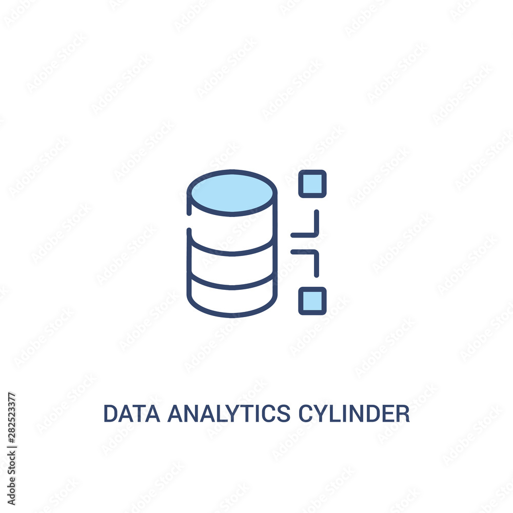 Poster data analytics cylinder concept 2 colored icon. simple line element illustration. outline blue data 