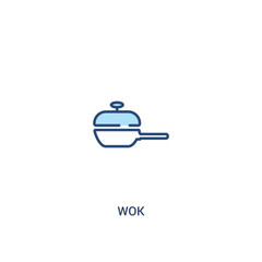 wok concept 2 colored icon. simple line element illustration. outline blue wok symbol. can be used for web and mobile ui/ux.