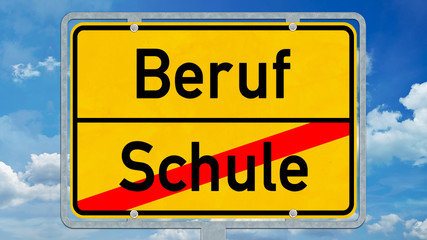 osg53 OrtsSchildGrafik osg - Ortsschild mit der Aufschrift: Schule versus Beruf - 16zu9 g8321