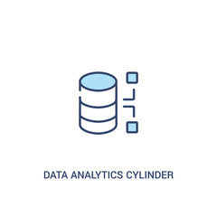 data analytics cylinder concept 2 colored icon. simple line element illustration. outline blue data analytics cylinder symbol. can be used for web and mobile ui/ux.