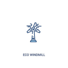 eco windmill concept 2 colored icon. simple line element illustration. outline blue eco windmill symbol. can be used for web and mobile ui/ux.