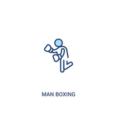 man boxing concept 2 colored icon. simple line element illustration. outline blue man boxing symbol. can be used for web and mobile ui/ux.