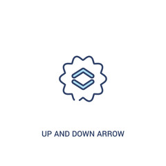 up and down arrow concept 2 colored icon. simple line element illustration. outline blue up and down arrow symbol. can be used for web and mobile ui/ux.