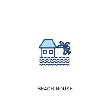 beach house concept 2 colored icon. simple line element illustration. outline blue beach house symbol. can be used for web and mobile ui/ux.