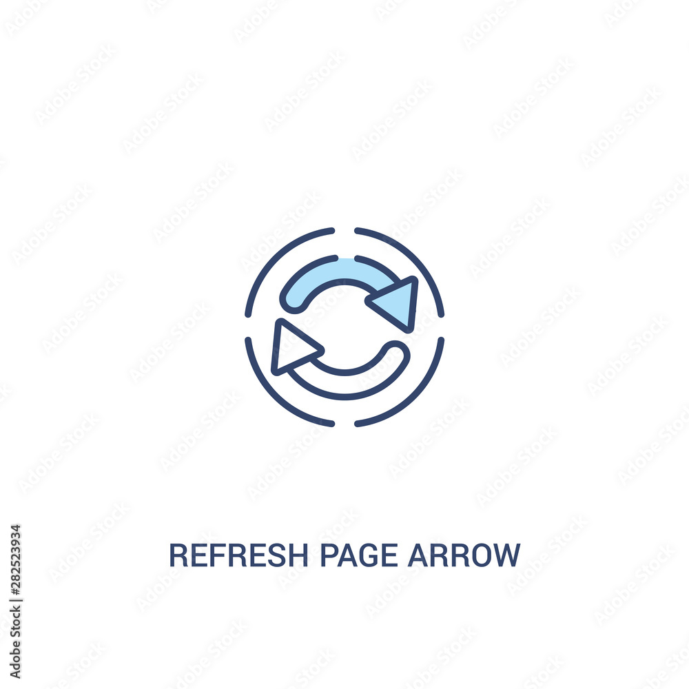 Poster refresh page arrow button concept 2 colored icon. simple line element illustration. outline blue ref