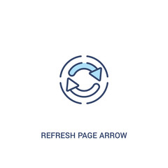 refresh page arrow button concept 2 colored icon. simple line element illustration. outline blue refresh page arrow button symbol. can be used for web and mobile ui/ux.