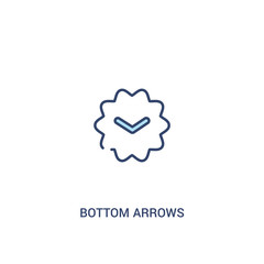 bottom arrows concept 2 colored icon. simple line element illustration. outline blue bottom arrows symbol. can be used for web and mobile ui/ux.