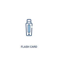 flash card concept 2 colored icon. simple line element illustration. outline blue flash card symbol. can be used for web and mobile ui/ux.