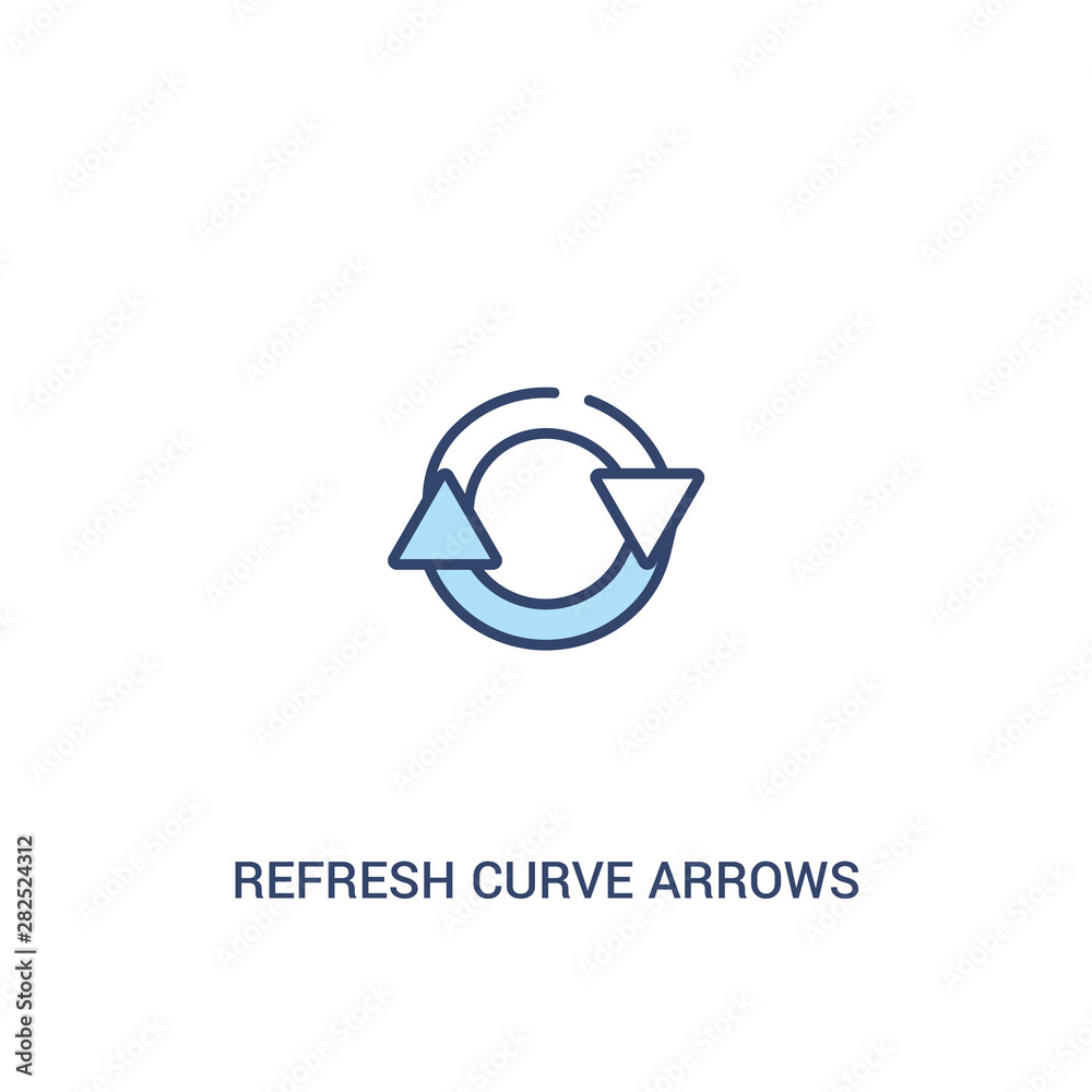 Poster refresh curve arrows concept 2 colored icon. simple line element illustration. outline blue refresh 