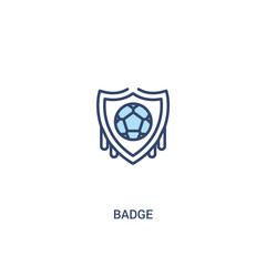 badge concept 2 colored icon. simple line element illustration. outline blue badge symbol. can be used for web and mobile ui/ux.