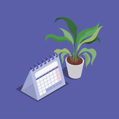 calendar reminder date with house plant