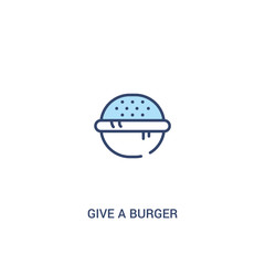 give a burger concept 2 colored icon. simple line element illustration. outline blue give a burger symbol. can be used for web and mobile ui/ux.