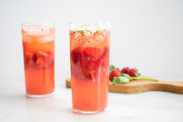 Fototapeta na wymiar Strawberry Basil Lemonade