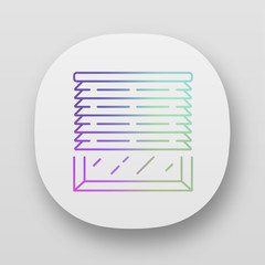 Venetian blinds app icon. House and office window jalousie. Home interior design. Darkening window treatments. UI/UX user interface. Web or mobile applications. Vector isolated illustrations