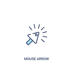 mouse arrow concept 2 colored icon. simple line element illustration. outline blue mouse arrow symbol. can be used for web and mobile ui/ux.