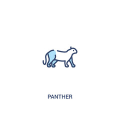 panther concept 2 colored icon. simple line element illustration. outline blue panther symbol. can be used for web and mobile ui/ux.