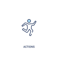 actions concept 2 colored icon. simple line element illustration. outline blue actions symbol. can be used for web and mobile ui/ux.
